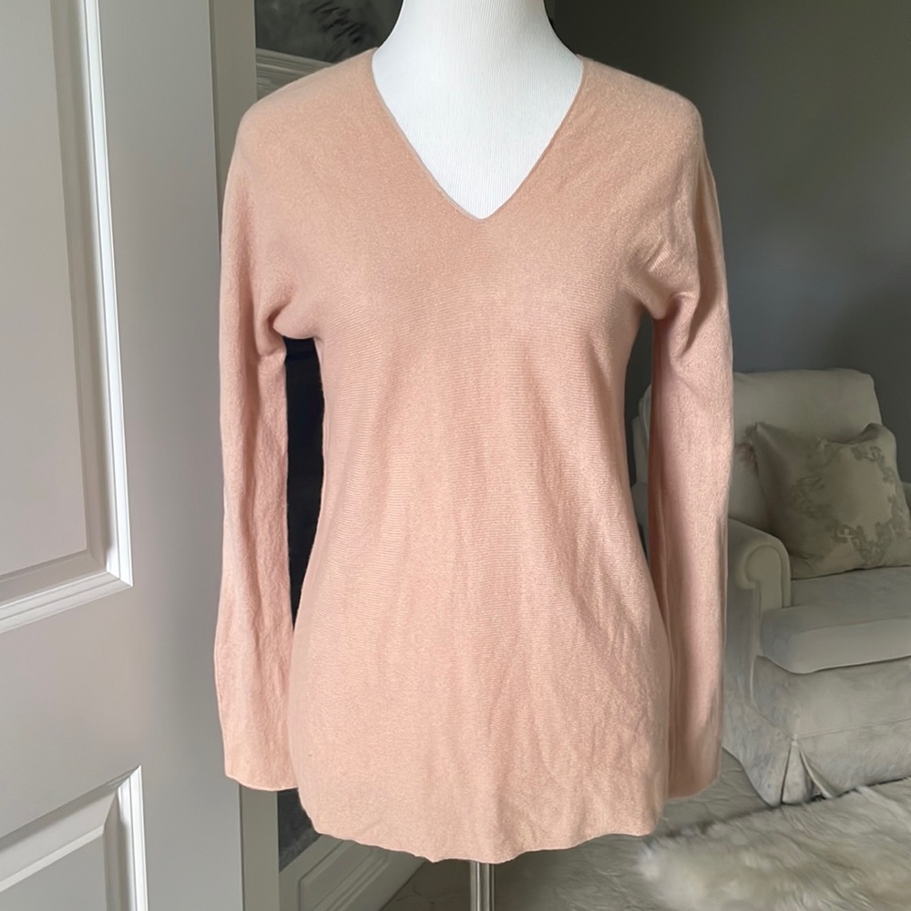 Vince 💯 Cashmere Peach Punk Sweater High Low Tunic V Neck XS